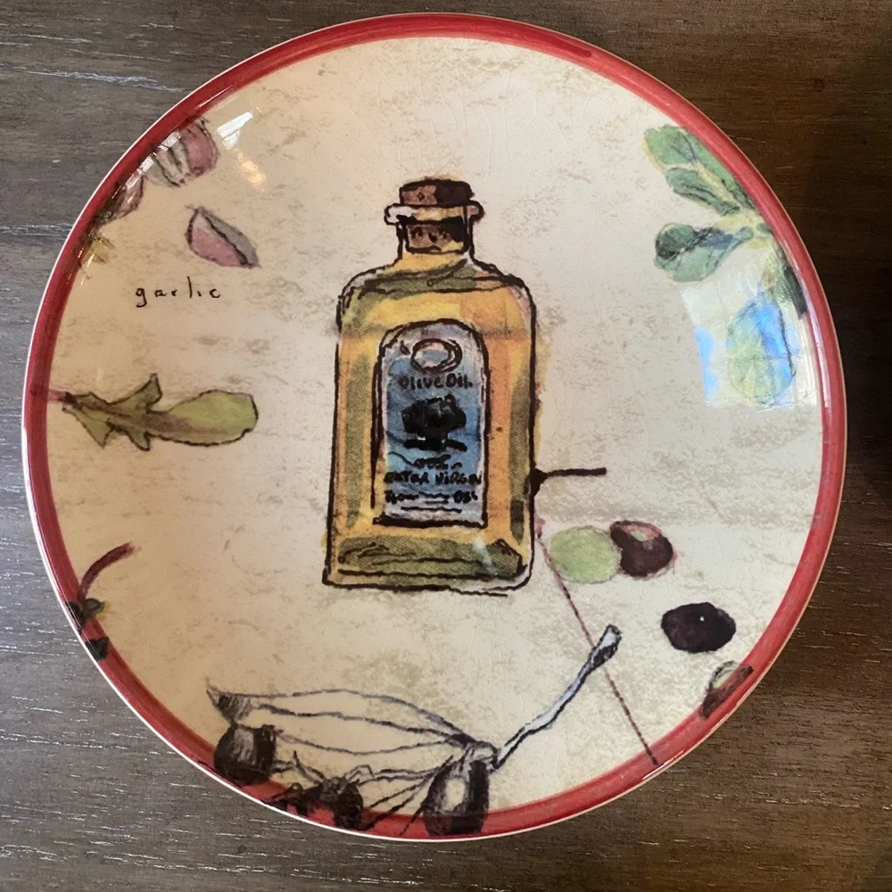 Williams Sonoma Les Legumes Appetizer Dipping Plates (4) 6” Portugal